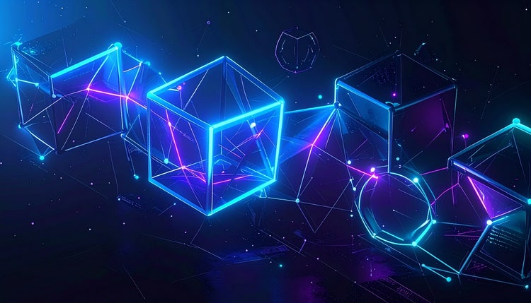 Abstract visualization of post-quantum cryptographic lattice structures with glowing geometric patterns
